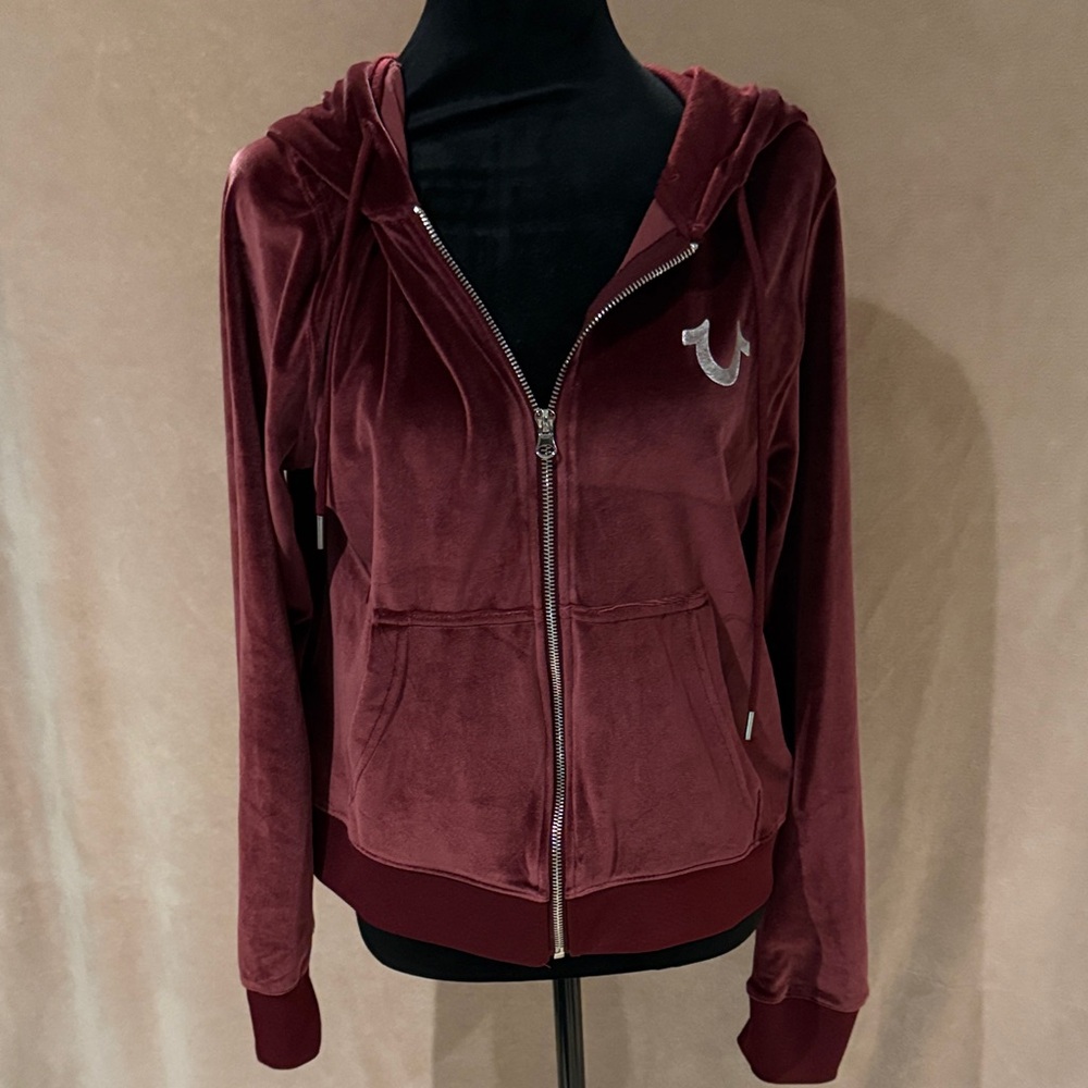 True Religion Burgundy Zip-Up Hoodie